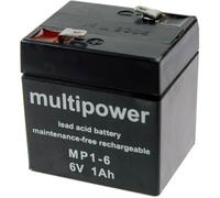 Batterie au plomb 6 V 1 Ah multipower MP1-6 plomb (AGM) (l x H x P) 51 x 55 x 42 mm cosses plates 4,8 mm sans entretien, auto-décharge réduite