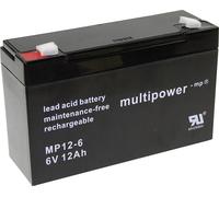 Batterie au plomb 6 V 12 Ah multipower PB-6-12-6,35 plomb (AGM) (l x H x P) 151 x 99 x 50 mm cosses plates 6,35 mm sans entretien