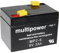 Batterie au plomb 6 V 2 Ah multipower MP2-6 plomb (AGM) (l x H x P) 75 x 53 x 51 mm cosses plates 4,8 mm sans entretien