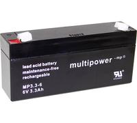 Batterie au plomb 6 V 3.3 Ah multipower PB-6-3,3-4,8 plomb (AGM) (l x H x P) 134 x 65 x 34 mm cosses plates 4,8 mm sans entretien