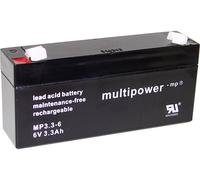 Batterie au plomb 6 V 3.3 Ah multipower PB-6-3,3-4,8 plomb (AGM) (l x H x P) 134 x 65 x 34 mm cosses plates 4,8 mm sans entretien, auto-décharge réduite