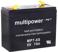 Batterie au plomb 6 V 7 Ah multipower MP7-6S plomb (AGM) (l x H x P) 116 x 99 x 50 mm cosses plates 4,8 mm sans entretien