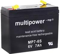 MULTIPOWER Batterie Bleiakku MP7-6S 6V 7Ah Faston 4,8mm AGM 6 Volt