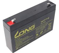 Batterie au plomb Kung Long WP7-6 6 Volt 7Ah, Faston 6,3mm // ATTENTION : Livrée avec 4,8mm y compris adaptateur 6,3mm !