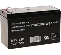 Batterie au Plomb (multipower) MP7-12B VDS Compatible avec Le Panasonic Type LC-R127R2PG1 12V 7Ah (remplace 7,2Ah), 12V, Lead-Acid [ Batterie au Plomb ]