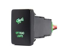 Batterie AUX 12V /LED Barre de lumière/Caméra inversée Bouton Poussoir Switch Sommaire Vert for Toyota Hilux Prado Highlander Landcruiser RAV4 (Color : Off Road Lights)