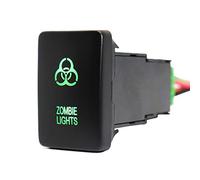 Batterie AUX 12V /LED Barre de lumière/Caméra inversée Bouton Poussoir Switch Sommaire Vert for Toyota Hilux Prado Highlander Landcruiser RAV4 (Color : Zombie Lights)