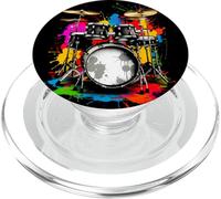 Batterie avec éclaboussures de Peinture colorées - Art Musical Vibrant PopSockets PopGrip pour MagSafe