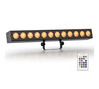 Batterie Barre Wallwasher 12 RGBWA+UV LED Lumière de Scène avec Télécommande, 120W Stroboscopique Lumière à Effet pour DJ Discothèque Fête Spectacle Mobile Célébration, 1 pièce