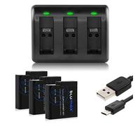 Batterie Blumax 3X + Mini Triple Chargeur pour GoPro Hero 5 / Hero 6 Black/Hero 7 / Hero 8 / Hero 2018 - AABAT-001 AHDBT-501-1260mAh