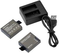 Batterie Caméra Sport, 2 × 1050 Mah Batterie Rechargeable, Avec Chargeur Micro Usb Double Trou, Pour Caméra D'Action Ek7000/Ek7000 Pro/Brave 4/Brave 6/Apexcam/Gookam[ChargeurUsb452]