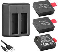 Batterie Caméra Sport, Batterie Rechargeable 1350mAh (3 pièces), avec Chargeur USB Double Trou, Compatible avec AKASO/CAMPARK/Crosstour/APEMAN/Victure/sj4000, etc.