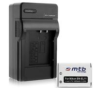 Batterie + Chargeur (Auto, Prise de Courant) Compatible avec Nikon EN-EL11, Coolpix S550 / Compatible avec Olympus/Compatible avec Pentax - Voir descriptif