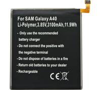 Batterie compatible avec Samsung Galaxy A40, Li-Polymer, 3,85V, 3100mAh, 11,9Wh, built-in, sans outils