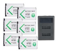 Batterie Compatible NP-BX1 for appareils Photo Sony RX100, H400, RX1R, HX300, HX400, HX50, M6, M7, X3000R, X3000 et AS300 (1240 mAh).(6battery 1charger)