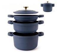 Batterie Cuisine Induction Empilable Antiadhésif Céramique sans PFOA 4 Pièces Briebe Totem 22 cm KB1208BLU