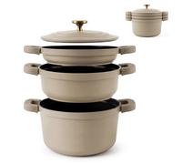 Batterie Cuisine Induction Empilable Antiadhésif Céramique sans PFOA 4 Pièces Briebe Totem 22 cm KB1208CM
