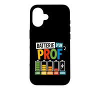 Batterie d’Un Prof Humour Enseignant Fatigué Semaine École Coque pour iPhone 16