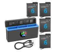 Batterie de Caméra Action 6 avec Chargeur, 2200mAh, 3.85V | Compatible avec DJI Osmo Action 5Pro/4/3, Chargeur à 3 Emplacements, Port CType-C