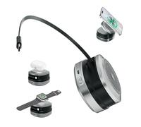 Batterie de Charge Magnétique sans Fil Tout-en-Un 12000mAh | Triple Câble Extensible Intégré | Charge Rapide 45W PD pour PC | Compatible Apple Watch et Appareils Magnétiques（Argent）