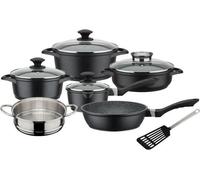 Batterie de cuisine 10 pcs - GSW - GOURMET GRANIT - Fonte d'aluminium - compatible Induction