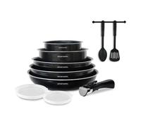 Batterie De Cuisine 10 Pieces - Aluminium - Tous Feux Sauf Induction - Noir Arthur Martin