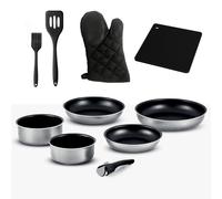 Batterie De Cuisine 10 Pieces Avec Poignée Amovible Tfi Titane10