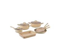 Herzberg Batterie de Cuisine 10 Pièces Effet Marbre Induction, Beige