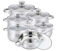 Herzberg Batterie de cuisine 12 pièces HG1241-IX en acier inoxydable
