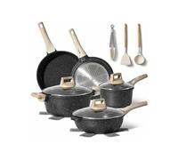 Batterie de cuisine 13 pièces Antiadhésif en Granit noir JL-32