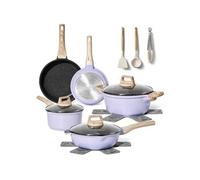 Batterie de cuisine 13 pièces Antiadhésives en Granit Violet Tous feux dont induction JL-34-PUR