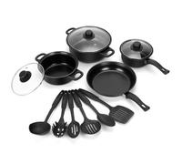 Batterie De Cuisine 13 Pieces Avec Cuilliere Noir Herzberg Hg04241