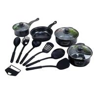 Batterie De Cuisine 13 Pieces Avec Cuilliere Noir Herzberg Hg04241