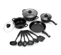 Batterie de cuisine 13 pieces avec cuilliere Noir Herzberg HG04241
