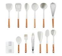 Batterie de cuisine 13 pièces, ensemble d'ustensiles de cuisine, cuisine en silicone avec support, poignée en bois, spatule en silicone, ensemble de gadgets de cuisine, outils de cuisine (couleur :