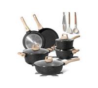 Batterie de cuisine 15 pièces Antiadhésif en Granit noir - Tous feux dont induction JL-789