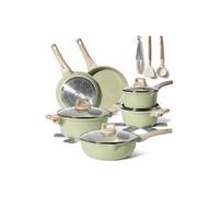 Just Perfecto Batterie de cuisine JL-787 15 pièces – Antiadhésive granit vert, Tous feux (induction)
