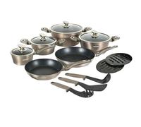 Batterie De Cuisine 15 Pièces Avec Revêtement En Marbre Carbone Herzberg Hgmetcr15-Car