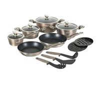 Batterie de cuisine 15 pièces avec revêtement en marbre Carbone Herzberg HGMETCR15-CAR