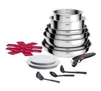 Tefal Ingenio Cook Eat, Batterie de Cuisine 15 Pièces, Inox, Compatible Tous Feux dont Induction