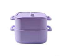 Batterie de cuisine 2 pièces en silicone pour micro-ondes avec poignée, bols résistants à la chaleur pour la cuisson à la vapeur et le stockage des aliments (violet)