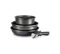 Batterie de Cuisine 20 26 28cm Induction Poignée Amovible Antiadhésive Sans PFOA,, K2 Cristal, , Noir