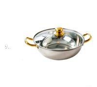 Batterie de cuisine 3 pièces en acier inoxydable doré Wok poêle avec couvercle en verre Non compatible avec les plaques à induction Compatible avec cuisinière à gaz électrique en céramique 37 cm à 42
