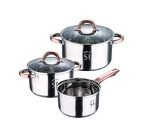 SAN IGNACIO Onil | Batterie de Cuisine 5 pièces | 2 Faitouts de 18 et 20 cm avec Couvercles et 1 Casserole de 16 cm | Acier inoxydable | Résistants, faciles à nettoyer | Pour tous types de cuisinières