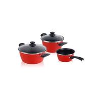 Magefesa Batterie de cuisine 5 pièces Grana – Induction, antiadhésive sans PFOA – Rouge