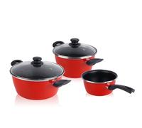Batterie de cuisine 5 pièces, induction, antiadhésive sans PFOA Rouge GRANA
