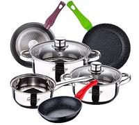 Batterie de cuisine 5 pièces SAN IGNACIO Cassel, acier inoxydable, avec jeu de poêles (20/24/28 cm) SAN IGNACIO Jolie en aluminium forgé