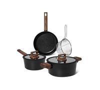 Gamme Just Perfecto : Batterie de cuisine noir 6 pièces avec couvercles - JL-332