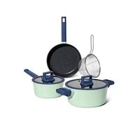 Batterie de cuisine 6 pièces à revêtement marbré avec couvercles tous feux dont induction Vert JL-333