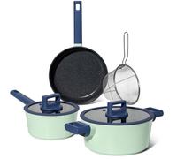 Batterie de cuisine 6 pièces à revêtement marbré avec couvercles tous feux dont induction Vert Just perfecto JL-333